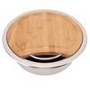 360x120mm 14.17x4.72in RV 304 Stainless Steel Sink Round Hand Wash Basin Sink with Bamboo Chopping Block for Boat