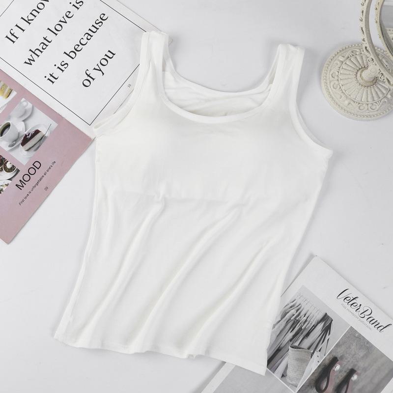 Women's Modal Sports Vest with Built-in Bra and Chest Pad - No Steel Ring, Anti-Exposure Design