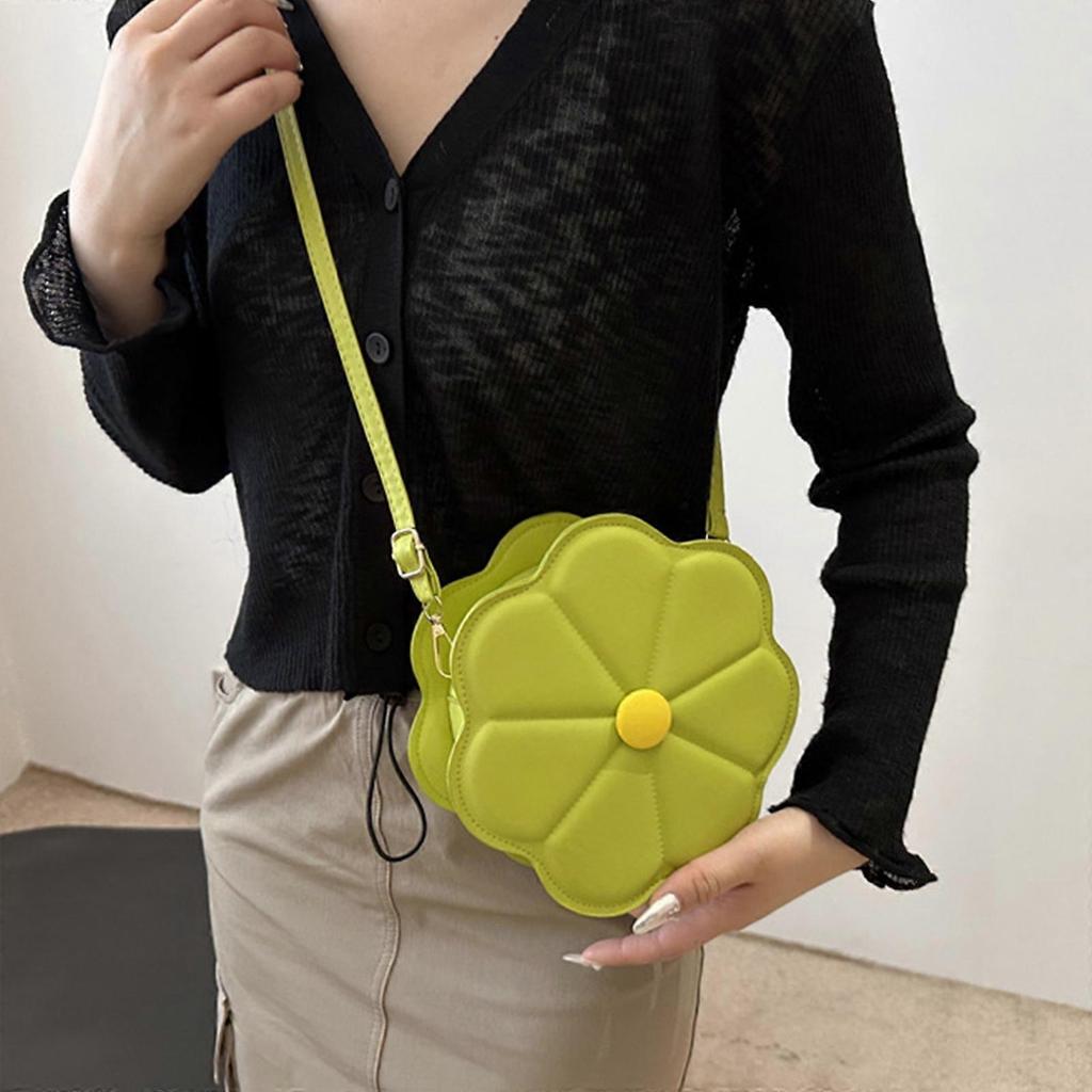 Eye Catching Crossbody Bag Delicate Flower ShapedShoulder Bags PU Leather Satchel Casual Handbag For Office And Travel White