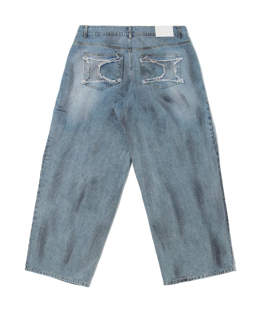 CRITIC Dirty Washed Denim Pants Light Blue