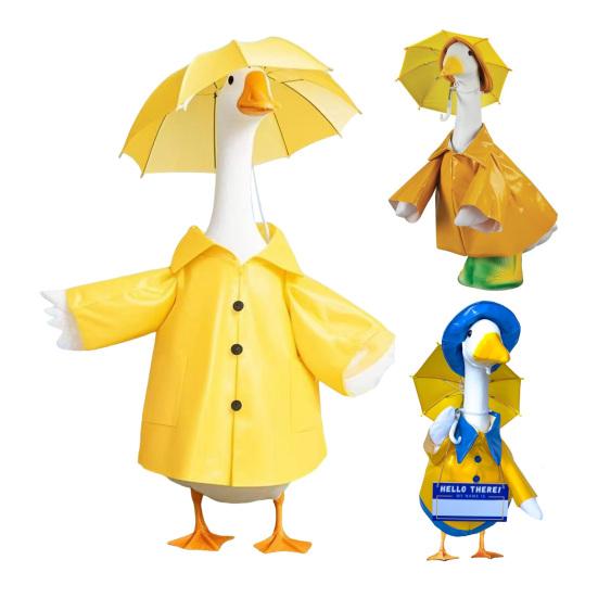Наряд Гуся для Газона Дождевик со Шляпой-Зонтом Комплект Костюм Гуся для Веранды Одежда для Цементного или Пластикового Гуся