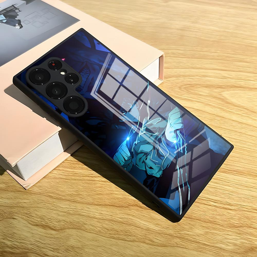 Аниме Чехол для телефона S-Solo Leveling для Samsung S24 Ultra S25 S23 S22 S20 Fe S21 Plus A54 A24 A53 A16 A13 Стеклянная крышка