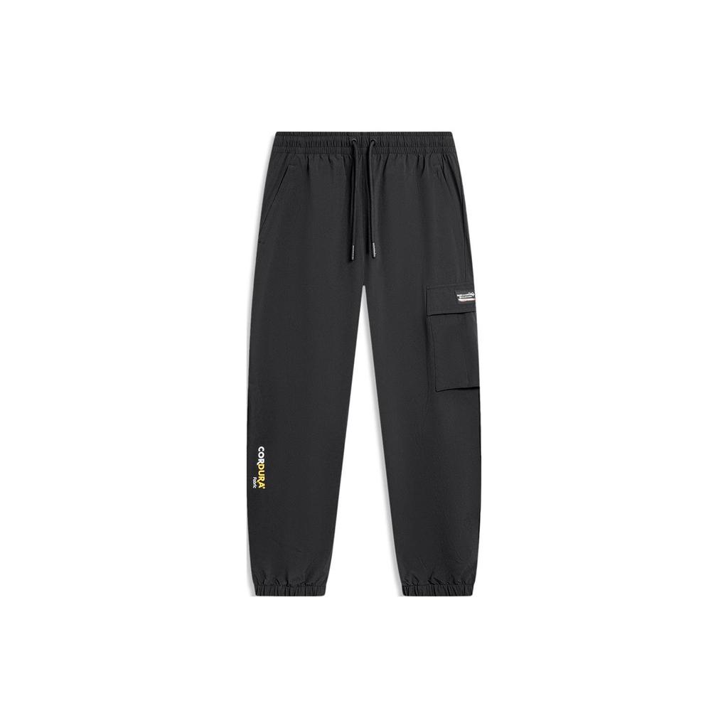 Li-Ning Wade Series Solid Color Tapered Multi-Pocket Woven Knit Sports Pants Men Pants Black AYKU013-1