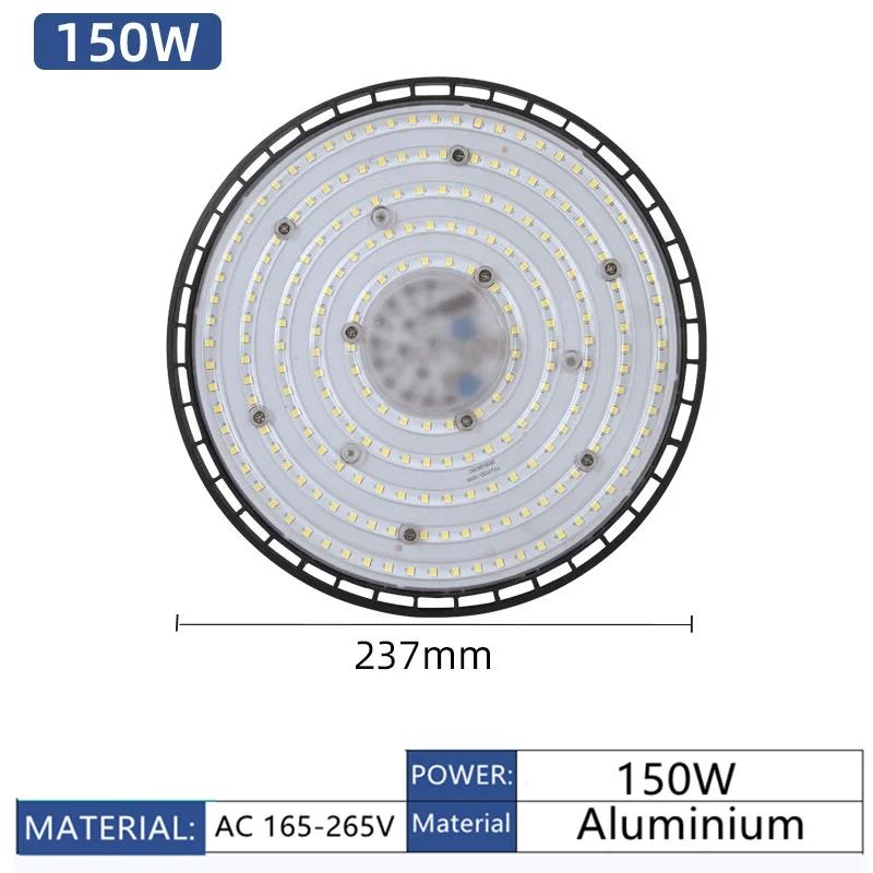 Светодиодный светильник высокой мощности AC220V Super Bright LED High Bay Light UFO для склада, гаража, IP65, водонепроницаемый, для освещения спортзала, фабрики, 6000K, 100Вт, 150Вт, 200Вт