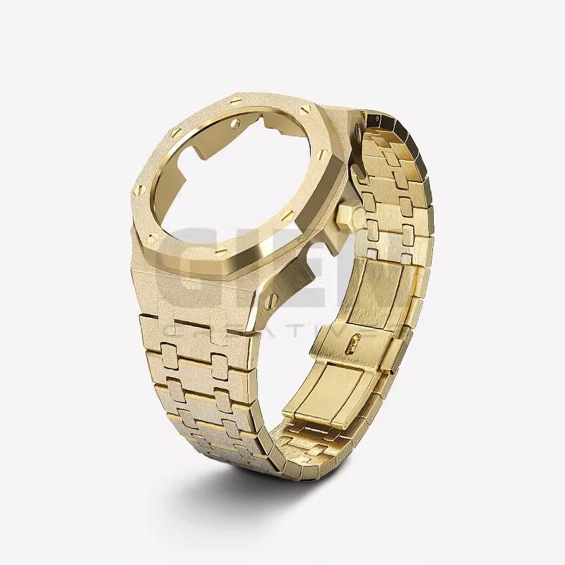 Для Casio G-SHOCK Farm Oak GA2100/GA2110 Набор ремешков из нержавеющей стали 316L Frost Gold Металлический корпус Браслет-ремешок GA-2100 GA-B2100