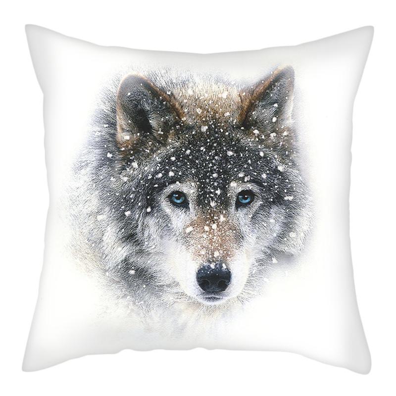 45x45cm Polyester Wildlife Print Cushion Cover Wolf King Photo Pillow Cover Home Sofa Decoration Pillowcase