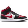 Мужские кроссовки Air Jordan 1 Mid Bred Toe Black White Fire-Red 554724-079