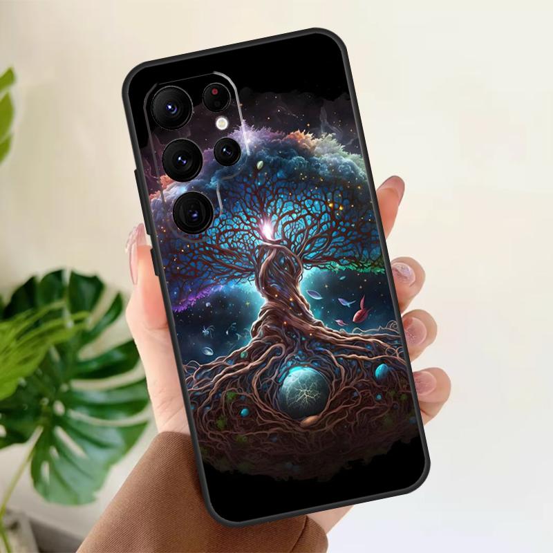 Tree of Life Space Galaxy Stars Soft Case For Samsung Galaxy S25 S21 S22 S23 S24 Ultra S9 S10 Plus S20 FE S24 FE Phone Cover