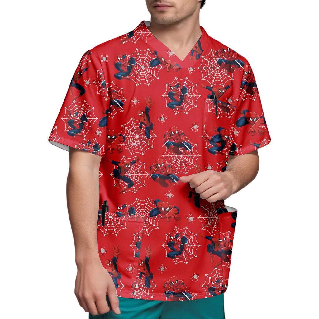 Мужской топ с коротким рукавом и V-образным вырезом с принтом нагрудного кармана