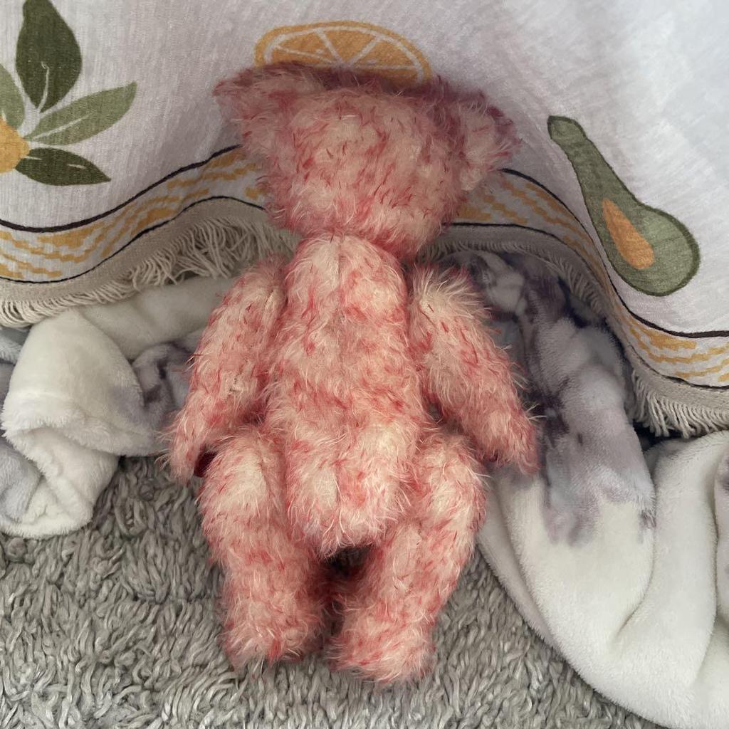 [Б/У] Розовый плюшевый мишка ретро винтаж