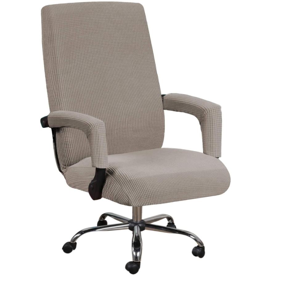Office Chair Cover+Arm Cover Computer Seat Cover Stretch Rotating Chair Slipcover with Elastic Bottom Chair Protector for Rotating Boss Chair