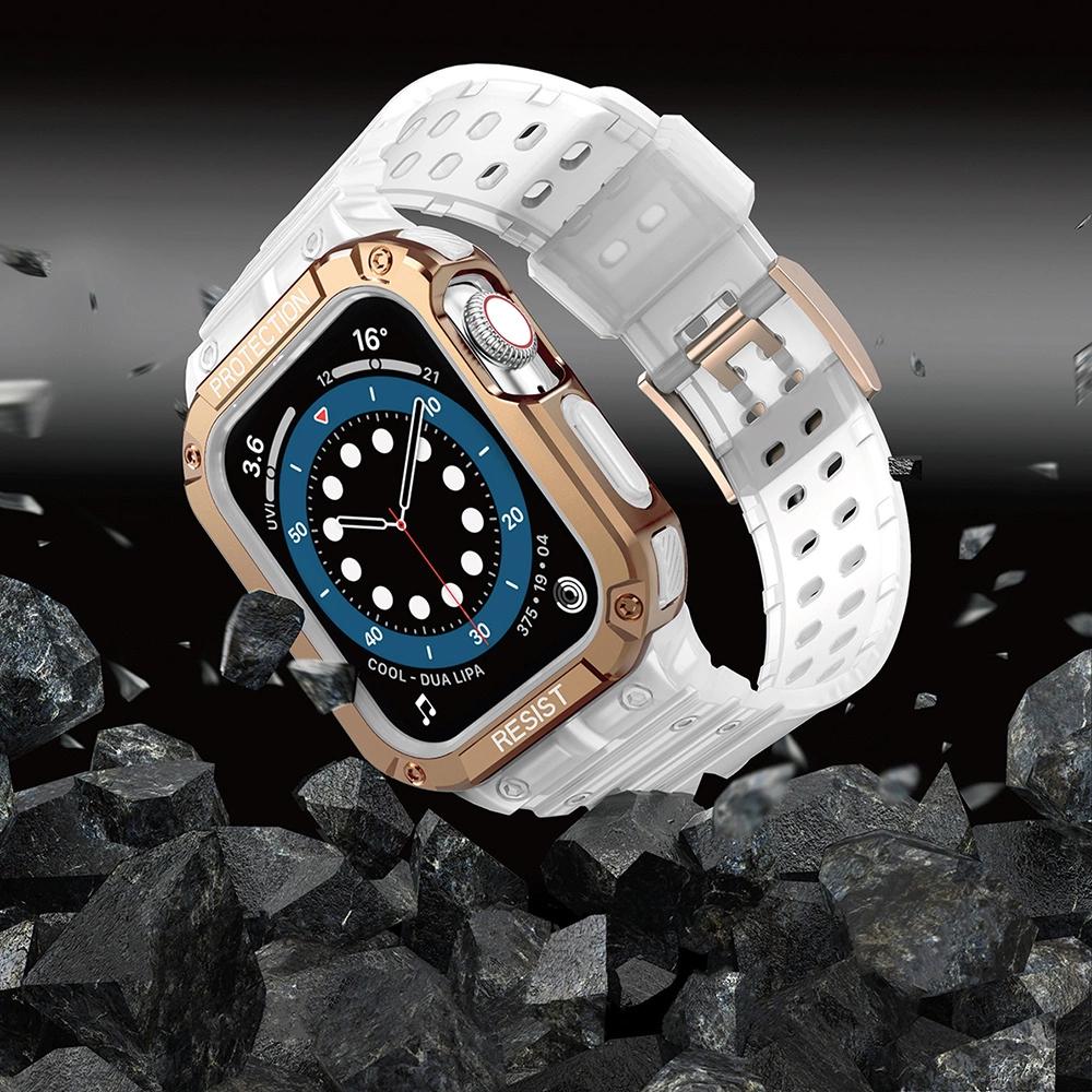 Protect Strap Band Band With Case For Apple Watch 7 / 6 / 5 / 4 / 3 / 2 / Se (45 / 44 / 42Mm) Case Armored Watch Cover Pink