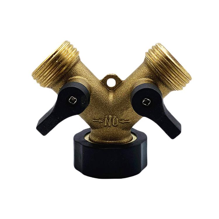 Brass Three-Way Y-Type Garden Hose Diverter Valve