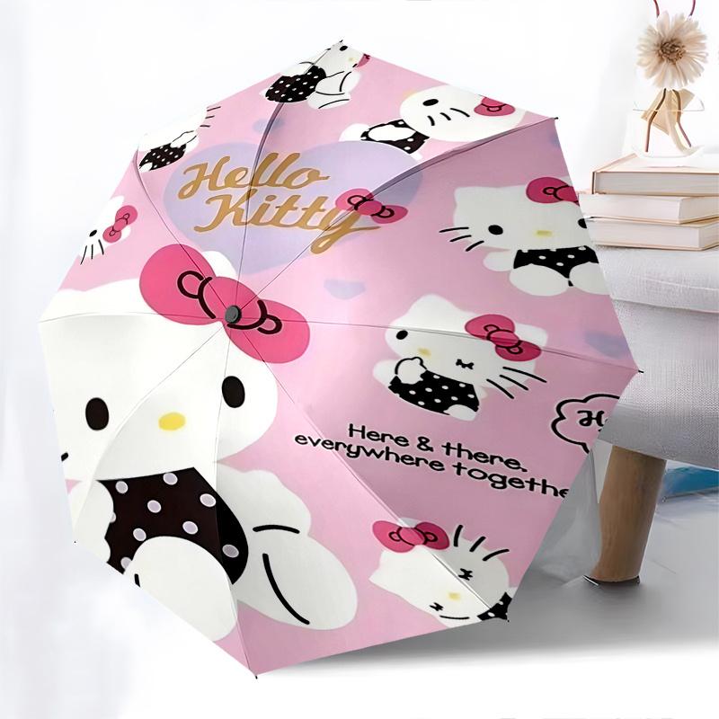 1pc Hello Kitty Automatic Opening/Closing Umbrella with Foldable Design, 8-Rib Iron Frame, Outdoor, Perfect Gift for Fans, Travelers, Daily Use, Festi