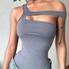 European and American Women's Square Neck Sexy Slim Fit Inner Top, Spicy Girl Backless Vest Design Sense Jumpsuit