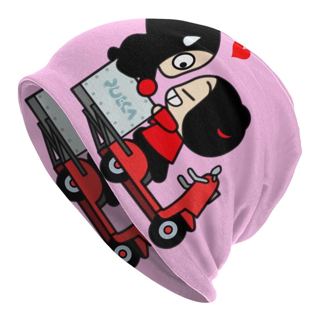 Женская шапка-бини с напуском в стиле аниме Pucca, унисекс, с персонажами мультфильмов, модные вязаные шапочки Skullies, шапка для зимних лыж