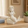 3D-печатная фигурка русалки, Темный готический стиль, Матовая черная отделка, Подвижные суставы и широкое основание-скала, Декор для стола, ванной комнаты