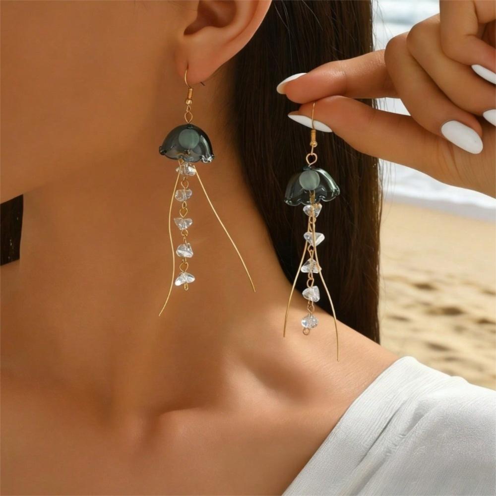 1Pair Dreamy Long Pendant Earrings Elegant Earrings Jellyfish Tassel Earrings  Jewelry Accessories