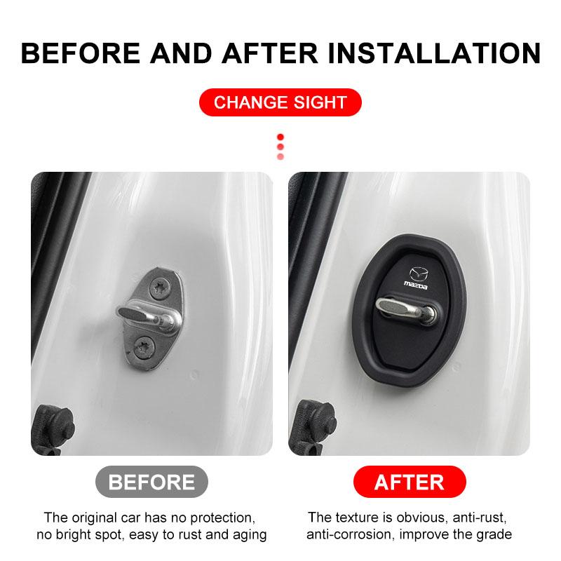 Для Mazda 2 3 4 5 6 7 8 ATENZA Axela 6 RX8 CX6 CX5 CX4 Alexa CX4 CX5 CX8 2 3 6 DJ BL BM GJ 4 шт. Накладки на стопор двери автомобиля Защитные накладки на замок двери
