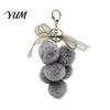 Grape Cluster Bag Charm Plush Keychain for Handbags, Fuzzy with Fruit Handbag Accessory Bow, Decorative Fluffy Ball Keyring Backpacks and Purses