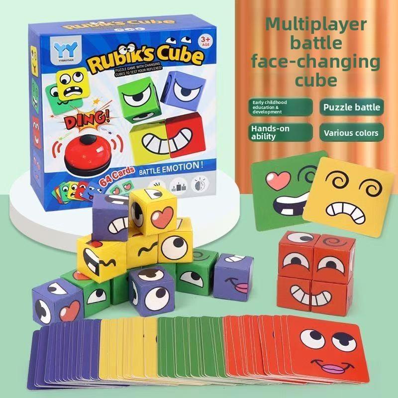 Classic Childrens Rubiks Cube Interactive Puzzle Toy With Expressive Face Blocks For Parentchild Play