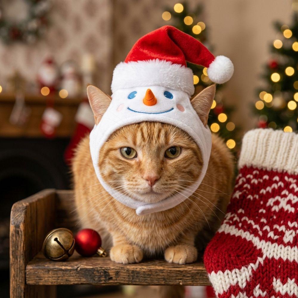 Soft Plush Dog Xmas Plush Hat Skin Friendly Cat Costume Headwear Home Holiday