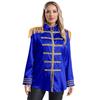 Womens Halloween Medieval Style Outerwear Tassel Shoulder Pads Gold Trim Front Zip Satin Jacket