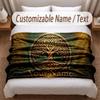 Tree of Life Theme Soft Blanket Personalized Custom Name Text Print Warm Blanket Home Sofa Bedroom Decor