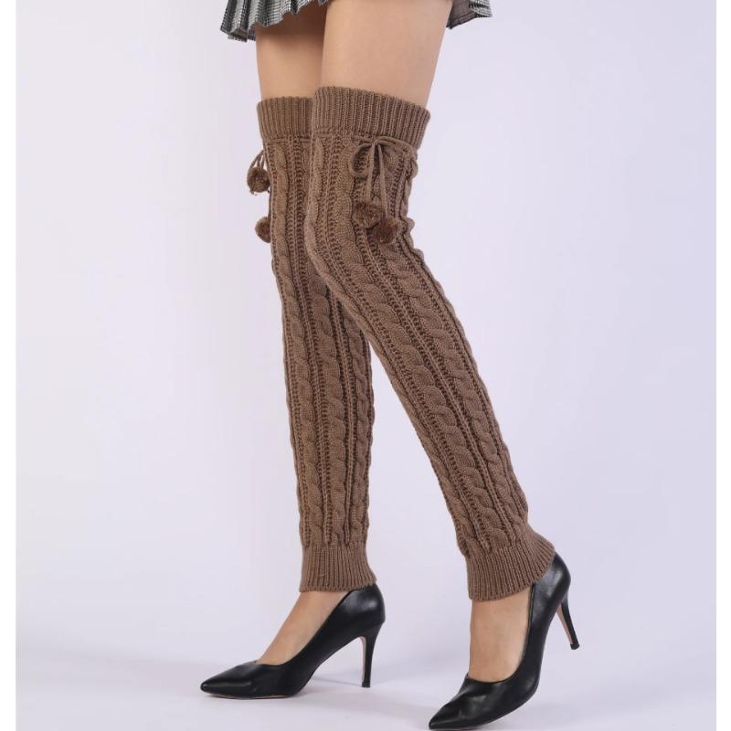 65cm Women's Long Leg Warmers Thickened Over Knee Warm Boot Cover Lolita Knitted Crochet Socks Boot Cuffs Pile Socks Party Dance