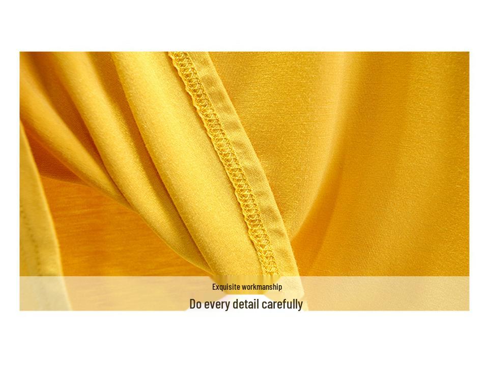 Женская модальная футболка с V-образным вырезом большого размера - Короткий рукав, Свободный крой, Тонкий слой, Корейский стиль