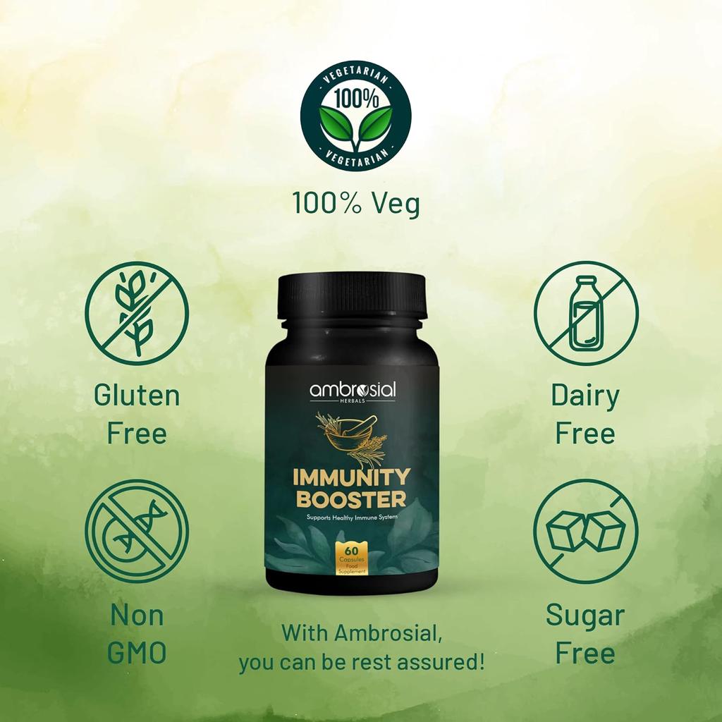 AMBROSIAL травяные добавки для повышения иммунитета со смесью 6 натуральных трав (Упаковка 1-60 капсул)