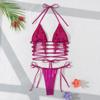 Women Sexy Sequin Tassel Triangle Split Bikini Suit Set Summer Tie Side G-String Thong Swimsuit Halter Lace Up Elastic Bikini