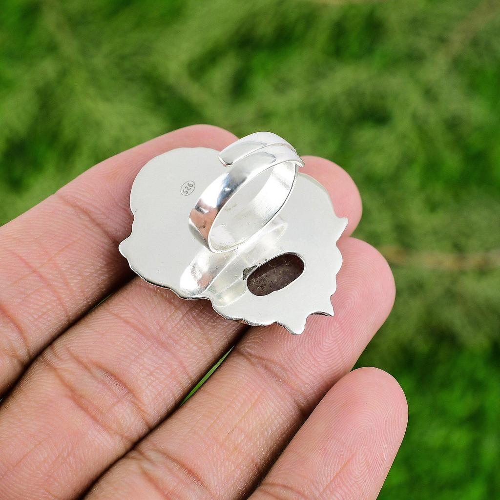 Mothers day Sale Sacral Chakra Sunstone Stone 925 Sterling Silver Solitaire Ring