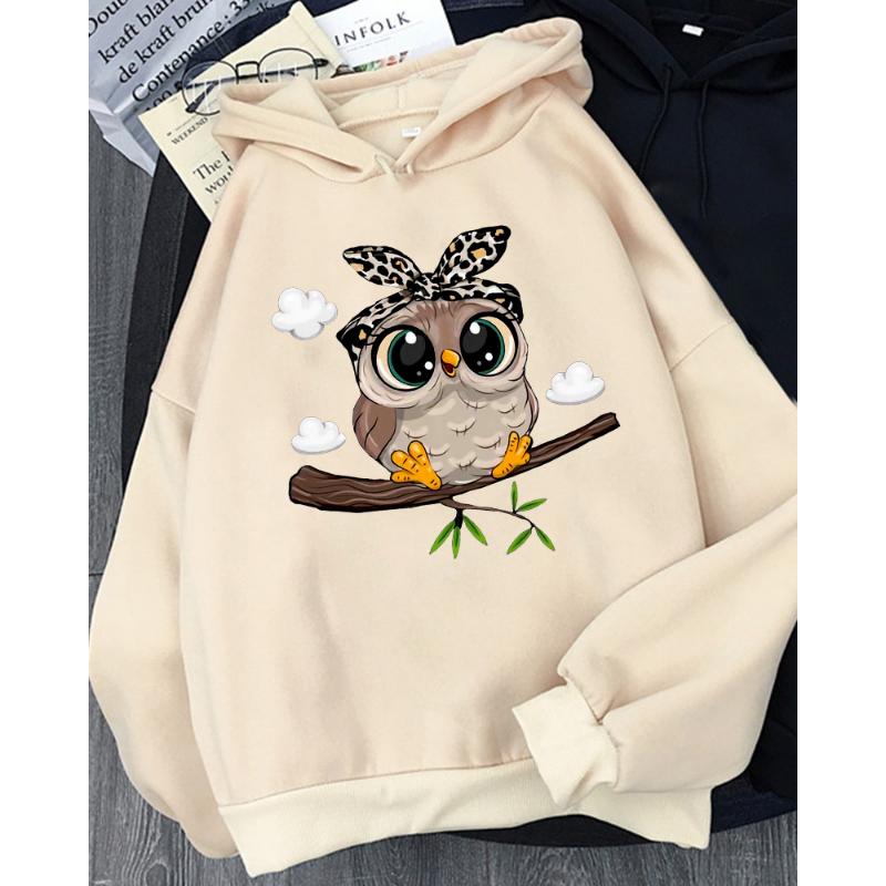 Hirsionsan Kawaii Cartoon Print Hoodies Women Oversized Sportwear Female Sweatshirt Cute Graphic Fleece Ladies Clothes 2023 New