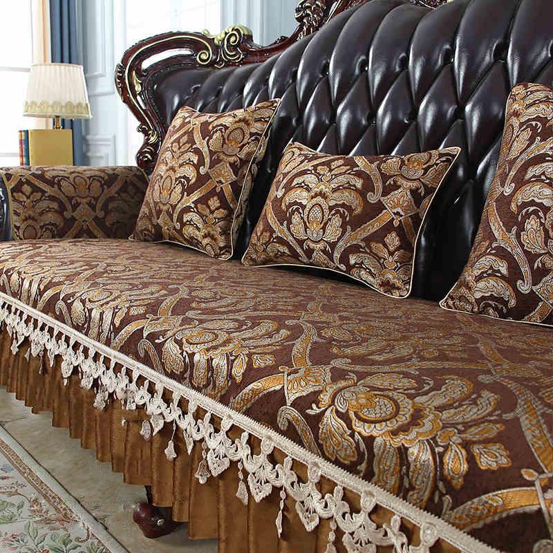 Чехол для дивана из жаккарда из шенилла, декор для мебели в гостиной, вышитые чехлы для диванов, универсальный противоскользящий чехол