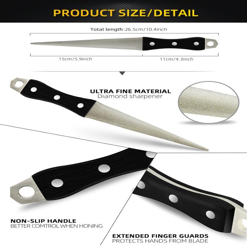 Точилка для кухонных ножей Алмазный конический напильник Точилка для ножей Заточка изогнутой поверхности для ножей Ножницы Хонинговальный брусок Кухонный шлифовальный инструмент