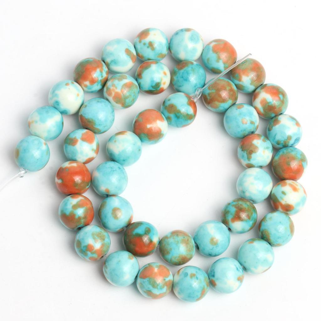 1 нить/пакет 6/8/10 мм натуральный дождь цветок яшма каменная бусина разноцветные круглые свободные бусины для ювелирных изделий DIY серьги изготовление браслетов аксессуары