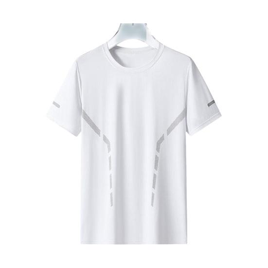 Летняя мужская футболка из ледяного шелка с круглым вырезом, свободная однотонная пуловер с короткими рукавами, повседневная повседневная одежда, спортивный топ для фитнеса