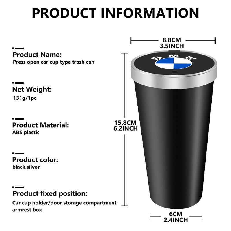 AABY1 Car Center Console Garbage Bin Storage Trash Can Cup Holder For BMW M Performance E36 E46 E60 E90 E91 E92 E93 F30 F20