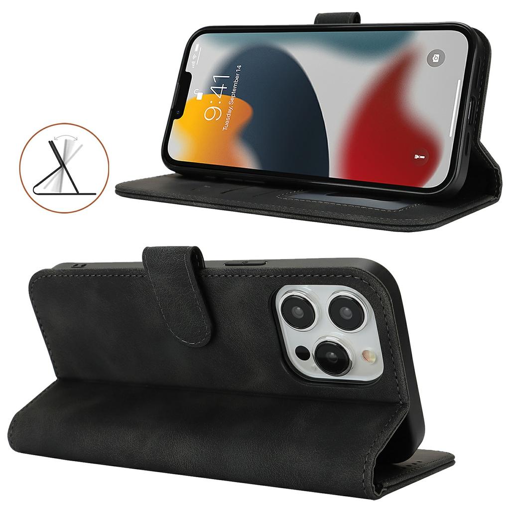 Для iPhone 13 Pro Чехол-кошелек Двойной сложенный край Кожа на ощупь ПУ кожа Флип-чехол для телефона