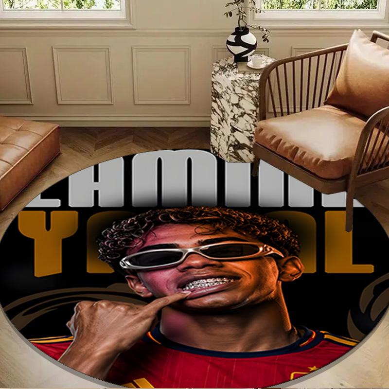 1PC Lamine Yal Celebration Round Rug for Livingroom,Bedroom, Palyroom, Chair Rug, Area rug, Circle Carpet, Large Size Fan Christmas gift