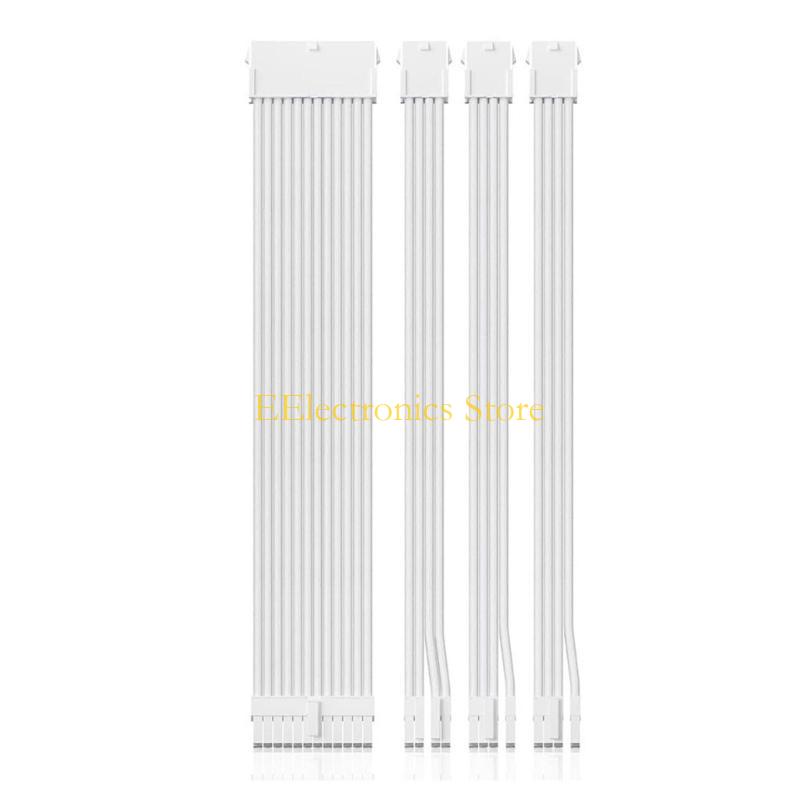 B03C Набор удлинительных кабелей питания для ПК 18AWG, Мягкая оплетка, 1x24-контактный, 1x8-контактный CPU, 2x8-контактный PCIe с гребенками для удобного управления, 30 см