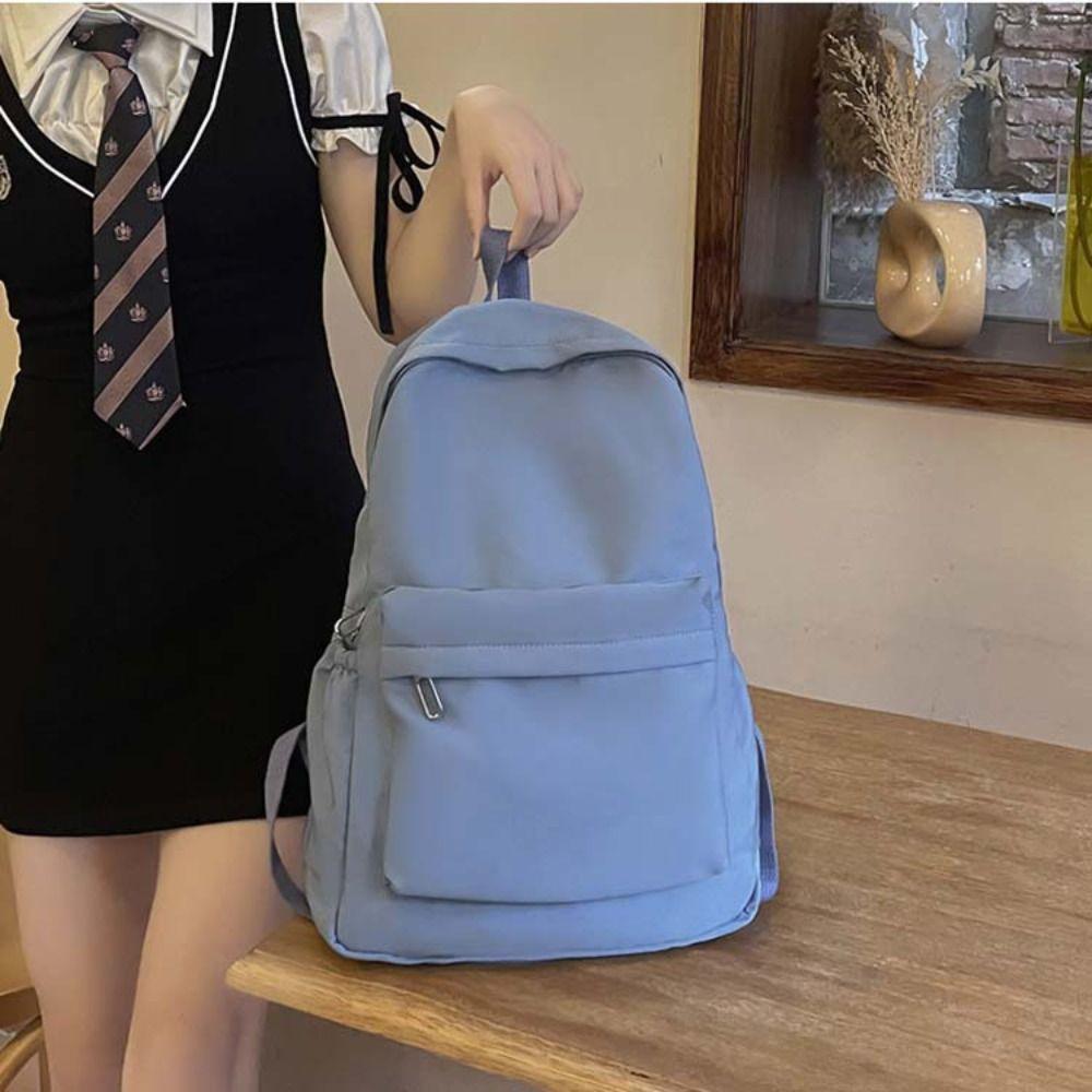 Рюкзак в стиле преппи, однотонный, нейлоновый, для подростков, сумка через плечо, для школьников, для студентов/девочек