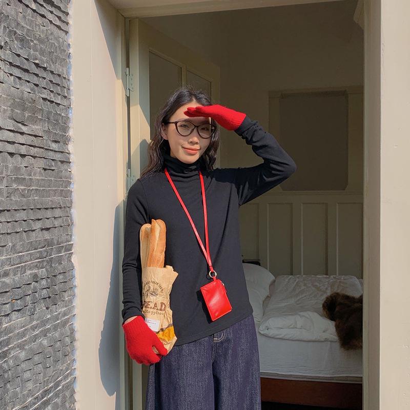 Du Xiaozhai бархатная тонкая теплая рубашка с высоким воротником для женщин - 2024 осень/зима