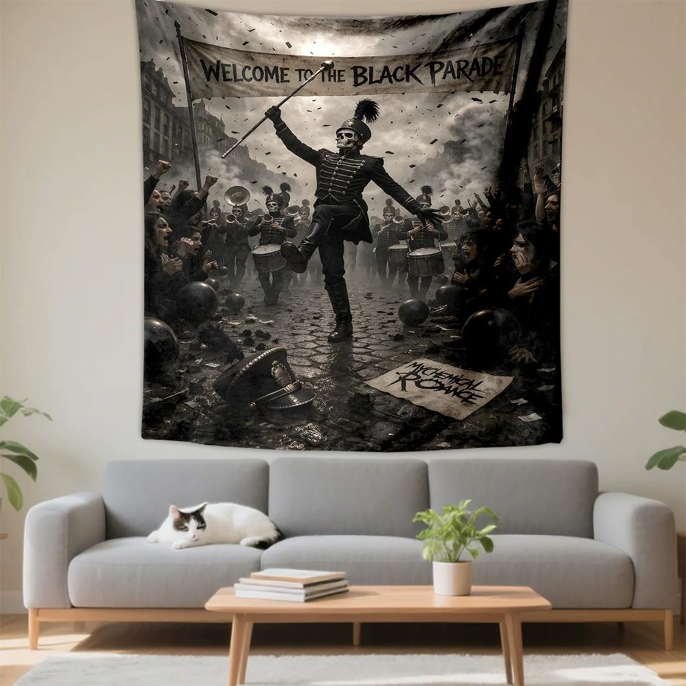Vertical Tapestry My Chemical Romance Black Parade Skeleton Marching Dramatic Wall Hanging Tapestry Dorm Gift