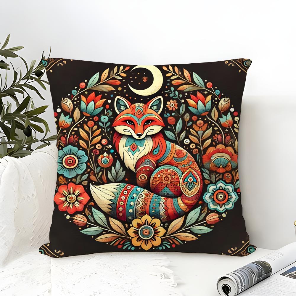 Animal And Natural Floral Prints Pillow Case Cotton Linen Fabric Square Zipper Pillowcase Home Decorative Living Room