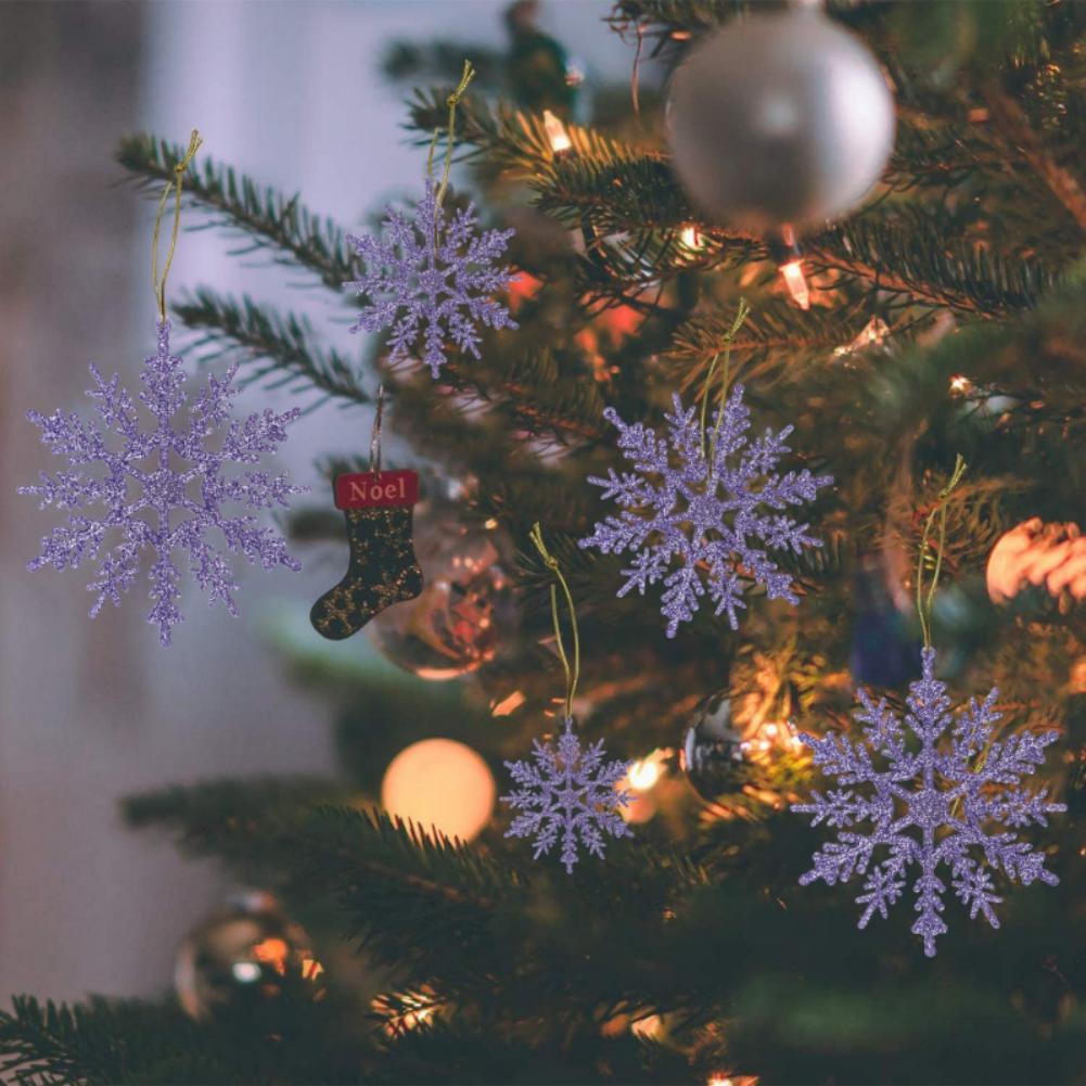 12 шт. Украшения-снежинки Пластиковые блестящие украшения-снежинки для зимних подвесных украшений на рождественскую елку