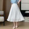 Женская летняя одежда, плиссированные юбки трапециевидной формы для девочек, пышная юбка, длинное платье, элегантная корейская одежда, уличная одежда