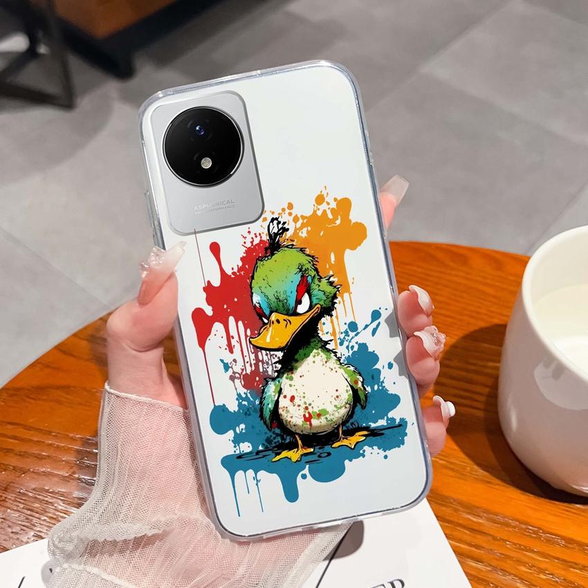 Для Vivo Y02 Y02A Y02S Y10 Y11 Y12 Y12a Y13 Y15 Y15a Y16 Y17 Y19 Прозрачный ТПУ чехол с рисунком океанического кита, противоударная задняя крышка для Vivo, силиконовый чехол для телефона