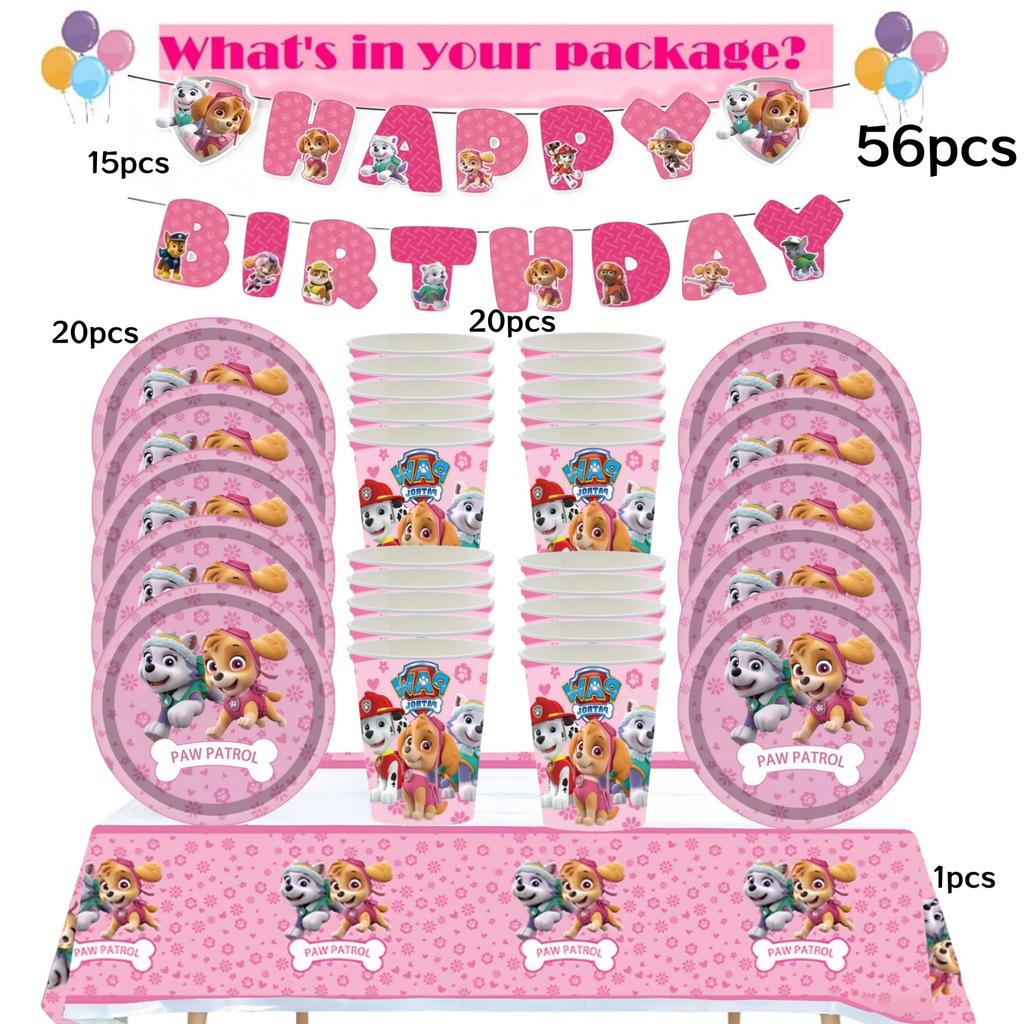 Розовая Вечеринка в честь Дня Рождения Щенячий Патруль Декор Скай Одноразовая Посуда Скатерть Тарелки Фольгированные Шары Праздник для Малыша Девичник Товары для Вечеринки